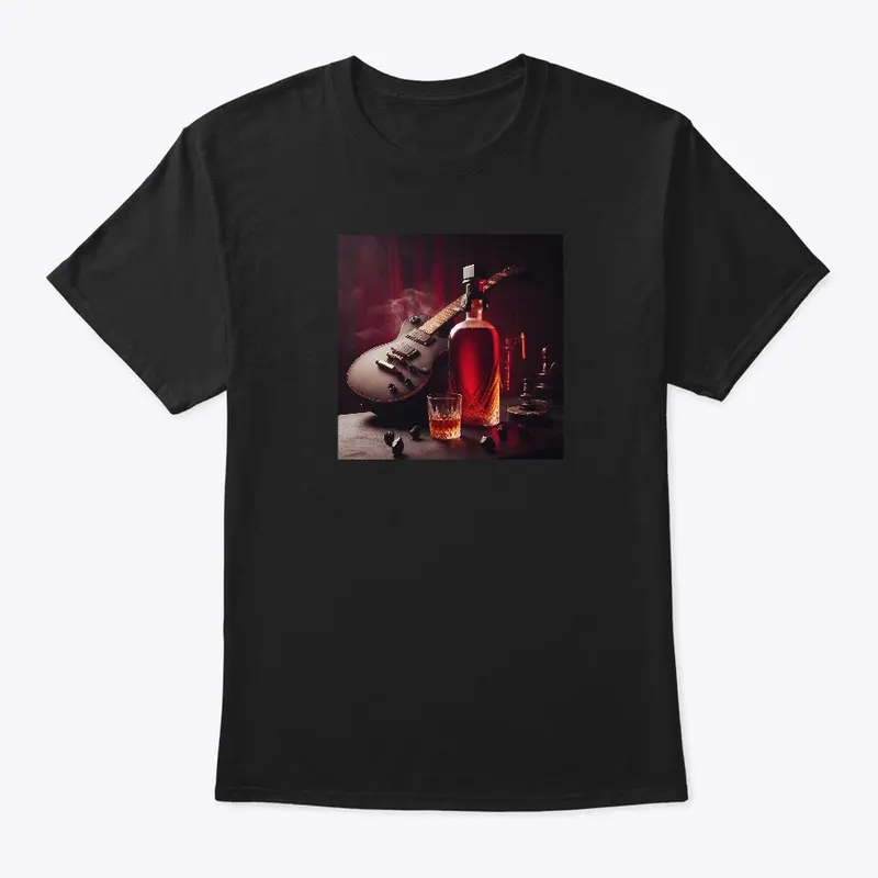 Bourbon Guitar 3 Black Crew T-Shirt